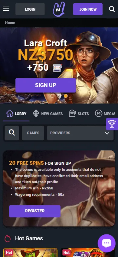 iLucki Casino home screen on a mobile device